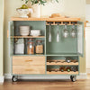 SoBuy FKW114-GR, Kitchen Island Kitchen Storage Trolley Sideboard on Wheels, Green