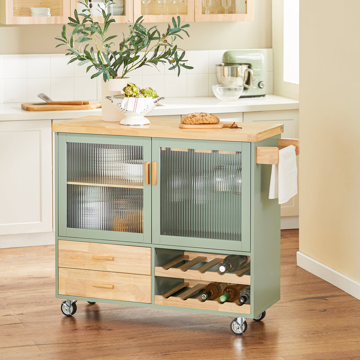 SoBuy FKW114GR, Kitchen Island Kitchen Storage Trolley Sideboard on W
