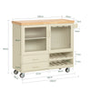 SoBuy FKW114-MI, Kitchen Island Kitchen Storage Trolley Sideboard on Wheels, Beige