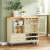 SoBuy FKW114-MI, Kitchen Island Kitchen Storage Trolley Sideboard on Wheels, Beige