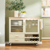 SoBuy FKW114-MI, Kitchen Island Kitchen Storage Trolley Sideboard on Wheels, Beige