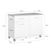 SoBuy FKW117-W, Kitchen Island on Wheels Rolling Kitchen Storage Trolley with Stainless Steel Worktop for Dining Room, Breakfast Bar, and Kitchen White W120 x D56 x H90 cm