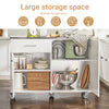 SoBuy FKW117-W, Kitchen Island on Wheels Rolling Kitchen Storage Trolley with Stainless Steel Worktop for Dining Room, Breakfast Bar, and Kitchen White W120 x D56 x H90 cm