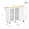 SoBuy FKW120-WN, Kitchen Island Kitchen Cabinet Cupboard Sideboard on Wheels Kitchen Storage Trolley, White