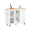 SoBuy FKW120-WN, Kitchen Island Kitchen Cabinet Cupboard Sideboard on Wheels Kitchen Storage Trolley, White