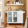 SoBuy FKW120-WN, Kitchen Island Kitchen Cabinet Cupboard Sideboard on Wheels Kitchen Storage Trolley, White