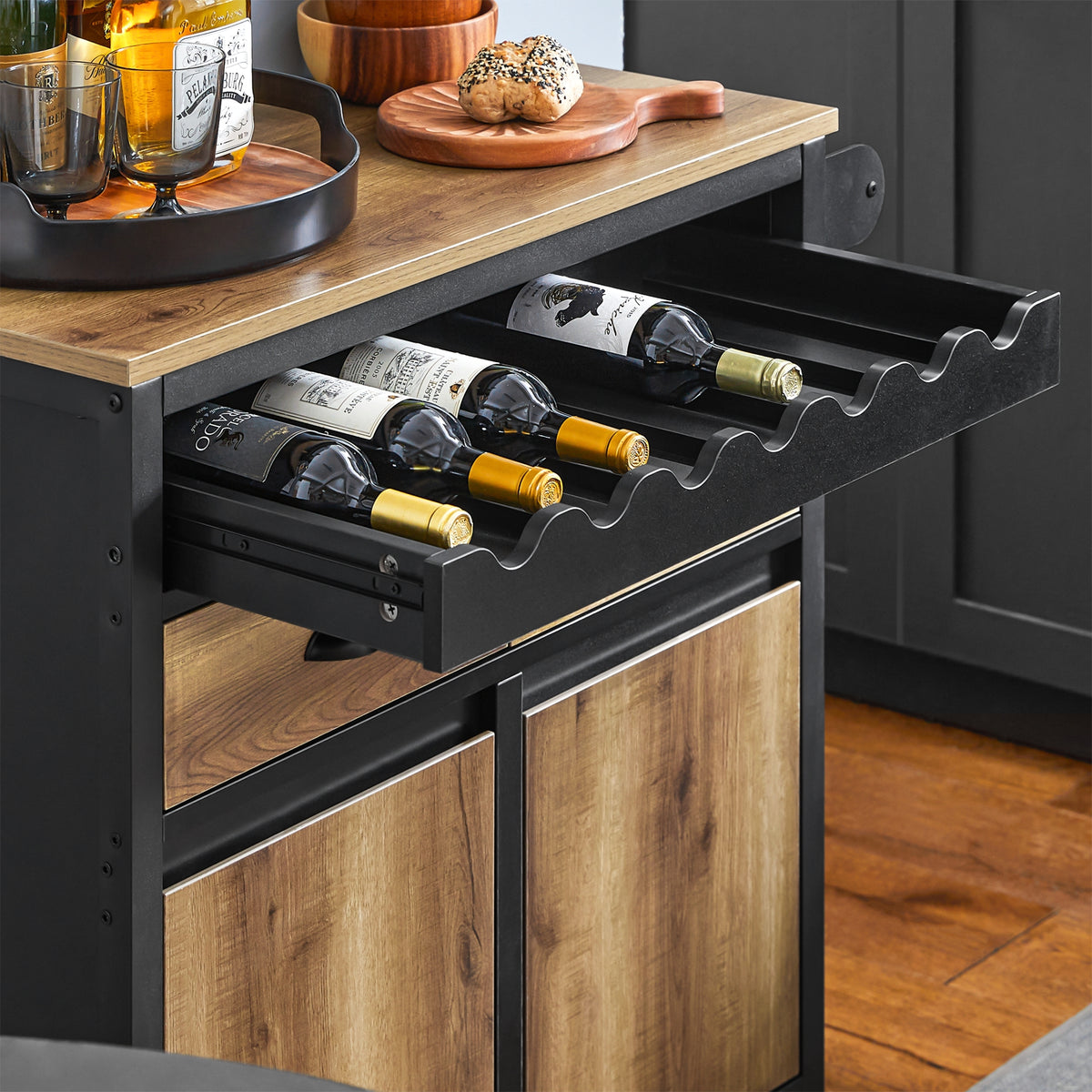 SoBuy FKW122-SCH, Kitchen Trolley Kitchen Storage Trolley Mobile Kitchen Cabinet, Black