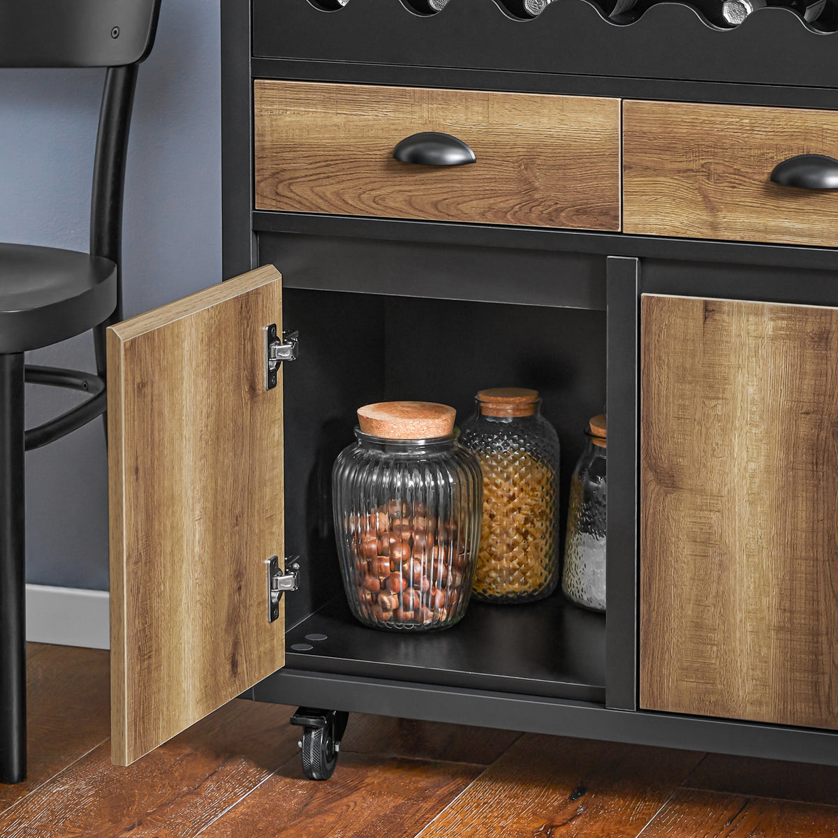 SoBuy FKW122-SCH, Kitchen Trolley Kitchen Storage Trolley Mobile Kitchen Cabinet, Black