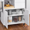 SoBuy FKW123-WN, Kitchen Trolley Kitchen Storage Trolley Mobile Kitchen Cabinet with Rubber Wood Worktop, White