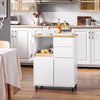 SoBuy FKW123-WN, Kitchen Trolley Kitchen Storage Trolley Mobile Kitchen Cabinet with Rubber Wood Worktop, White