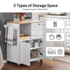 SoBuy FKW123-WN, Kitchen Trolley Kitchen Storage Trolley Mobile Kitchen Cabinet with Rubber Wood Worktop, White