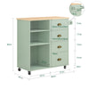 SoBuy FKW127-GR, Kitchen Trolley with 3 Compartments and 4 Drawers Kitchen Island Serving Side Rolling Cart, Green