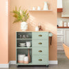 SoBuy FKW127-GR, Kitchen Trolley with 3 Compartments and 4 Drawers Kitchen Island Serving Side Rolling Cart, Green