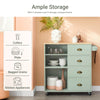 SoBuy FKW127-GR, Kitchen Trolley with 3 Compartments and 4 Drawers Kitchen Island Serving Side Rolling Cart, Green