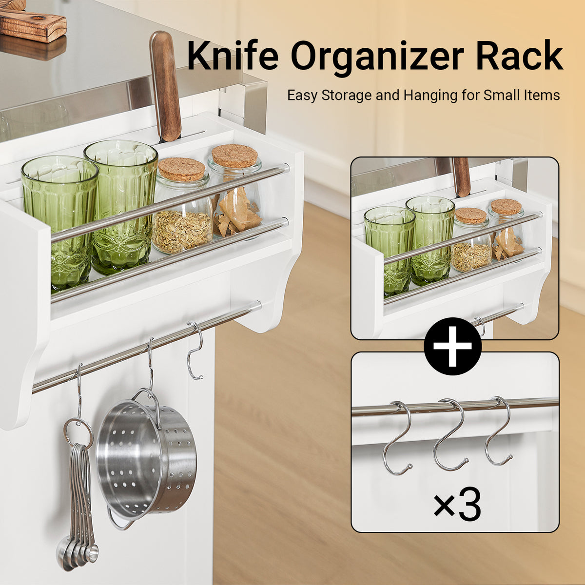 SoBuy FKW128-II-ST, Kitchen Island on Wheels Rolling Storage Trolley with Expandable Worktop Kitchen Storage Unit Cabinet Sideboard Perfect for Kitchen Organisation W130 x D46/71 x H91cm White