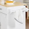 SoBuy FKW129-WN, Kitchen Island on Wheels Rolling Kitchen Storage Trolley with Extendable Rubber Wood Worktop, 2 Drawers and Adjustable Shelves for Dining Room, Breakfast Bar White 113x91x(44–69) cm