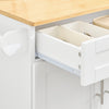 SoBuy FKW13-II-WN, Kitchen Cabinet Kitchen Storage Trolley Cart with Bamboo Worktop, 1 Large Cupboard and 1 Drawer, White