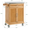 SoBuy FKW13-N, Bamboo Kitchen Cabinet, Kitchen Storage Trolley Cart with Stainless Steel Surface, Wood