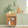 SoBuy FKW13-N, Bamboo Kitchen Cabinet, Kitchen Storage Trolley Cart with Stainless Steel Surface, Wood