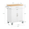 SoBuy FKW13-WN, Kitchen Cabinet Kitchen Storage Trolley Cart with Bamboo Worktop, 1 Large Cupboard and 1 Drawer, White