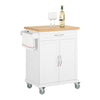 SoBuy FKW13-WN, Kitchen Cabinet Kitchen Storage Trolley Cart with Bamboo Worktop, 1 Large Cupboard and 1 Drawer, White