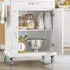 SoBuy FKW13-WN, Kitchen Cabinet Kitchen Storage Trolley Cart with Bamboo Worktop, 1 Large Cupboard and 1 Drawer, White