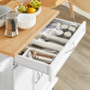 SoBuy FKW13-WN, Kitchen Cabinet Kitchen Storage Trolley Cart with Bamboo Worktop, 1 Large Cupboard and 1 Drawer, White