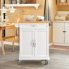 SoBuy FKW13-WN, Kitchen Cabinet Kitchen Storage Trolley Cart with Bamboo Worktop, 1 Large Cupboard and 1 Drawer, White