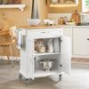 SoBuy FKW13-WN, Kitchen Cabinet Kitchen Storage Trolley Cart with Bamboo Worktop, 1 Large Cupboard and 1 Drawer, White