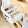 SoBuy FKW131-WN, Rolling Kitchen Storage Islands & Carts Storage Trolley with Rubberwood Worktop, Free-Standing Kitchen Units for Dining Room & Coffee Station W92 x D42 x H87 cm White