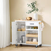 SoBuy FKW131-WN, Rolling Kitchen Storage Islands & Carts Storage Trolley with Rubberwood Worktop, Free-Standing Kitchen Units for Dining Room & Coffee Station W92 x D42 x H87 cm White