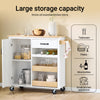 SoBuy FKW131-WN, Rolling Kitchen Storage Islands & Carts Storage Trolley with Rubberwood Worktop, Free-Standing Kitchen Units for Dining Room & Coffee Station W92 x D42 x H87 cm White
