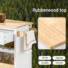 SoBuy FKW131-WN, Rolling Kitchen Storage Islands & Carts Storage Trolley with Rubberwood Worktop, Free-Standing Kitchen Units for Dining Room & Coffee Station W92 x D42 x H87 cm White