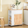 SoBuy FKW132-WN, Rolling Kitchen Storage Islands & Carts Kitchen Storage Trolley with Rubberwood Worktop, FreeStanding Units for Dining Room, Coffee Station, or Small Spaces W70 x D40 x H90 cm White