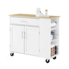 SoBuy FKW133-WN, Kitchen Island on Wheels Rolling Kitchen Storage Trolley with Drawer and Adjustable Shelf Kitchen Cabinet Cupboard for Dining Room, Breakfast Bar White W99 x D40 x H85 cm