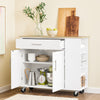 SoBuy FKW133-WN, Kitchen Island on Wheels Rolling Kitchen Storage Trolley with Drawer and Adjustable Shelf Kitchen Cabinet Cupboard for Dining Room, Breakfast Bar White W99 x D40 x H85 cm