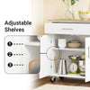 SoBuy FKW133-WN, Kitchen Island on Wheels Rolling Kitchen Storage Trolley with Drawer and Adjustable Shelf Kitchen Cabinet Cupboard for Dining Room, Breakfast Bar White W99 x D40 x H85 cm