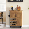 SoBuy FKW134-N, Kitchen Trolley with Wheels Multi-Functional Storage Cart Kitchen Island with Wine Rack Mobile Sideboard Unit for Small Kitchens Dining Room Garden Industrial Vintage Brown 67x88x37cm