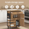SoBuy FKW134-N, Kitchen Trolley with Wheels Multi-Functional Storage Cart Kitchen Island with Wine Rack Mobile Sideboard Unit for Small Kitchens Dining Room Garden Industrial Vintage Brown 67x88x37cm