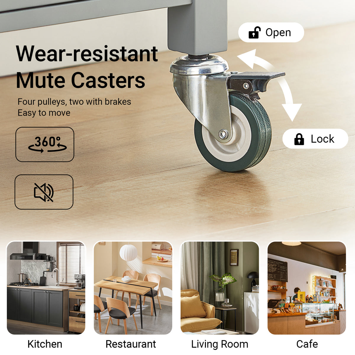 SoBuy FKW22-HG Kitchen Trolley with Storage Mobile Kitchen Cart with Drawer, Open Shelf Compact Kitchen Unit on Wheels, Ideal as Microwave Stand, Storage Trolley or Side Cabinet Grey 60x92x44cm