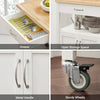 SoBuy FKW22-WN, Kitchen Trolley Cart Storage Trolley Serving Trolley Kitchen Cabinet with Rubber Wood Worktop, White