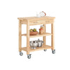 SoBuy FKW24-N, Rubber Wood Kitchen Storage Trolley Cart with Two Drawers & Shelves, Wood