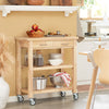 SoBuy FKW24-N, Rubber Wood Kitchen Storage Trolley Cart with Two Drawers & Shelves, Wood