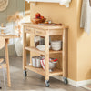 SoBuy FKW24-N, Rubber Wood Kitchen Storage Trolley Cart with Two Drawers & Shelves, Wood