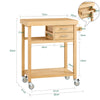 SoBuy FKW26-N, Bamboo Kitchen Trolley Cart Serving Trolley with 2 Drawers and Shelves, Wood