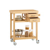 SoBuy FKW26-N, Bamboo Kitchen Trolley Cart Serving Trolley with 2 Drawers and Shelves, Wood