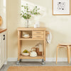 SoBuy FKW26-N, Bamboo Kitchen Trolley Cart Serving Trolley with 2 Drawers and Shelves, Wood
