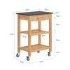 SoBuy FKW28-SCH, Bamboo Kitchen Trolley Cart Kitchen Storage Trolley Serving Trolley with Black Granite Countertop, Black