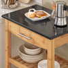 SoBuy FKW28-SCH, Bamboo Kitchen Trolley Cart Kitchen Storage Trolley Serving Trolley with Black Granite Countertop, Black