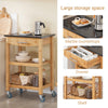 SoBuy FKW28-SCH, Bamboo Kitchen Trolley Cart Kitchen Storage Trolley Serving Trolley with Black Granite Countertop, Black